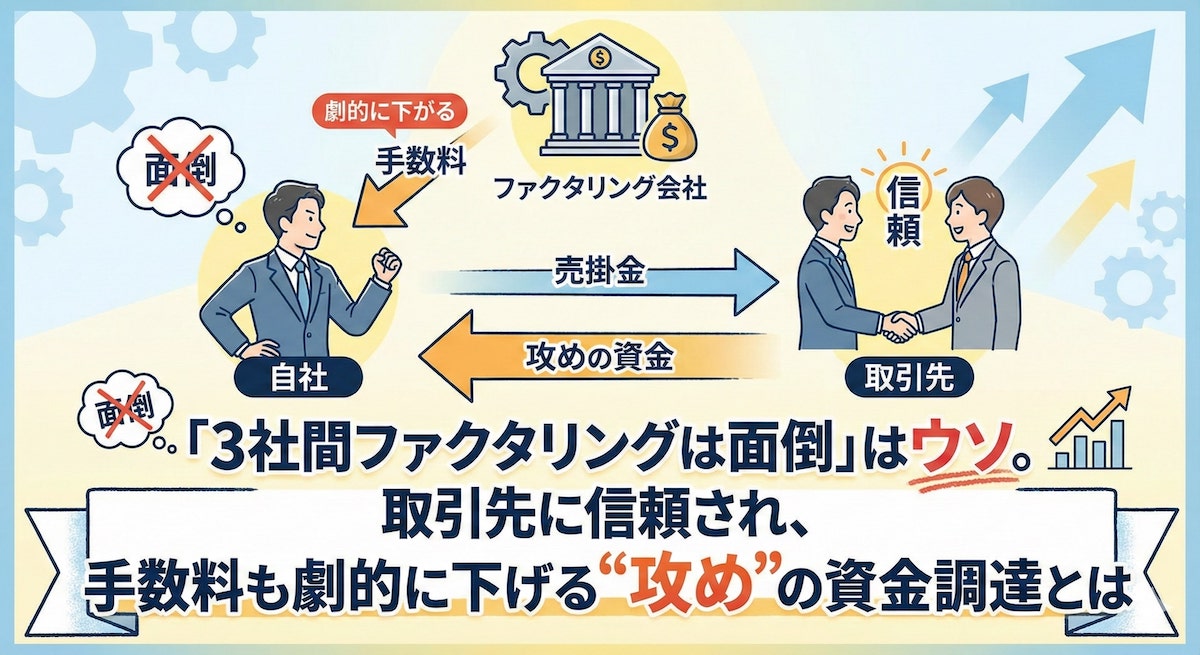 「3社間ファクタリングは面倒」はウソ。取引先に信頼され、手数料も劇的に下げる“攻め”の資金調達とは