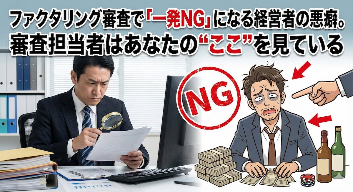ファクタリング審査で「一発NG」になる経営者の悪癖。審査担当者はあなたの“ここ”を見ている